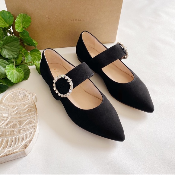 Anthropologie Shoes - Anthropologie Embellished Mary Jane Flats Black 39
